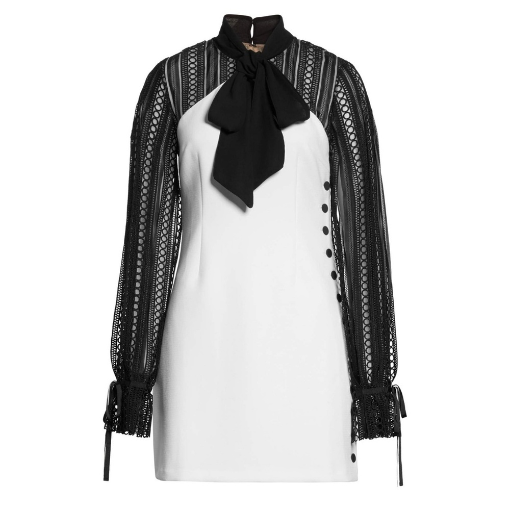 Self-Portrait Black and White Sheath Mini Dress